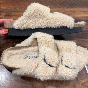 Papillio Beige Fuzzy Slippers